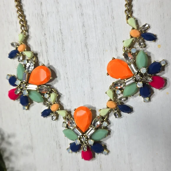 J. Crew Multicolor Statement Necklace and Gold Bangle Set - Picture 2 of 8